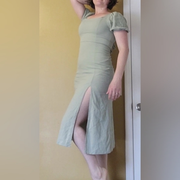 Altar'd State Dresses & Skirts - Altar’d State Trish Green Linen Blend Cottagecore Midi Dress sz M